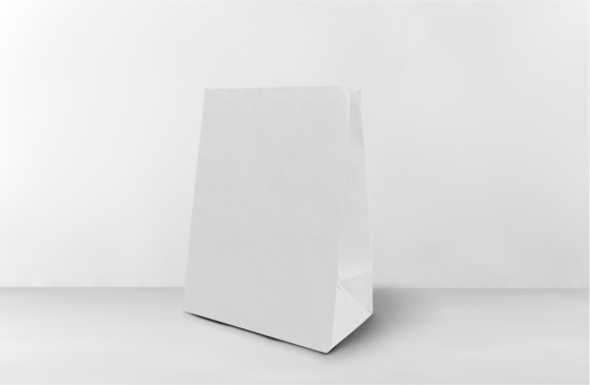 Бумажные пакеты с прямоугольным дном  без ручек Белые