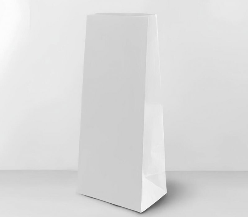 Пакет с прямоугольным дном белый 100x70x255