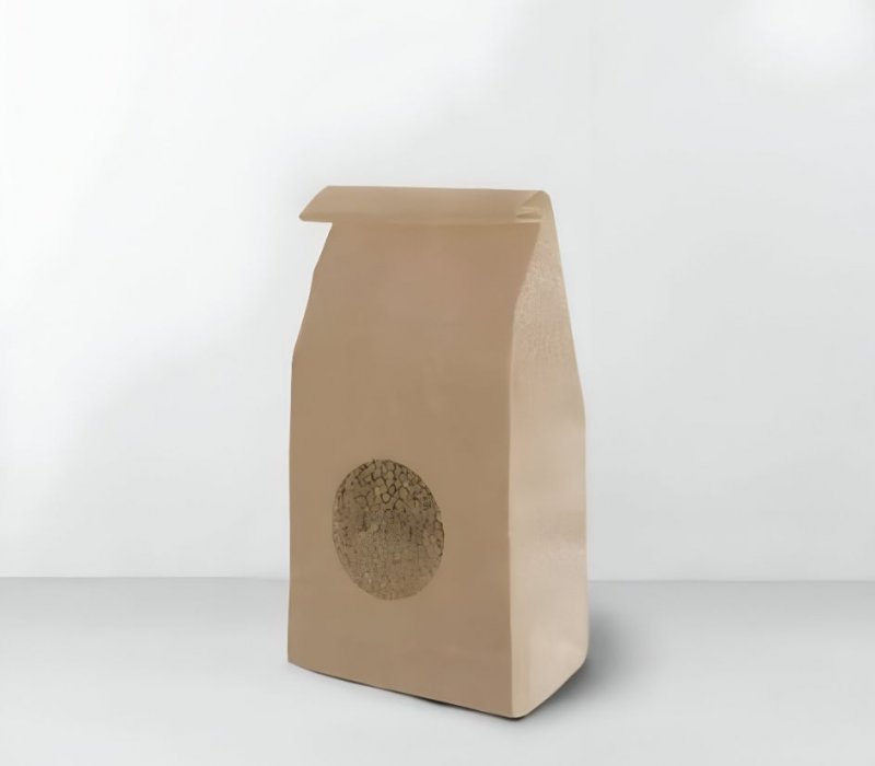 Крафт пакет с прямоугольным дном с окном 120(60)х80х325