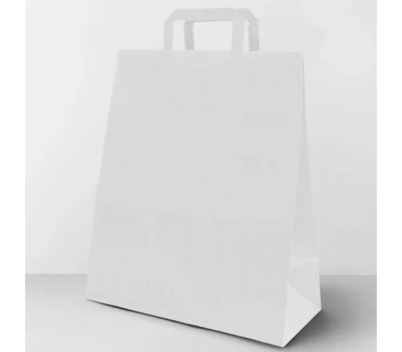 Белый пакет с плоскими ручками 350x150x450