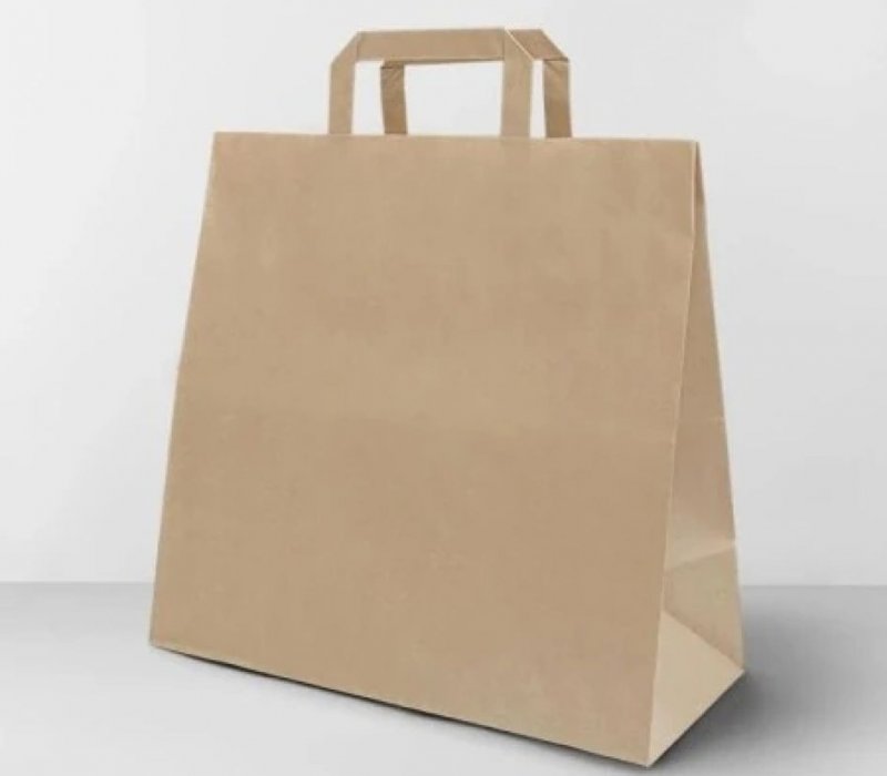 Крафт пакет с плоскими ручками 280x180x300