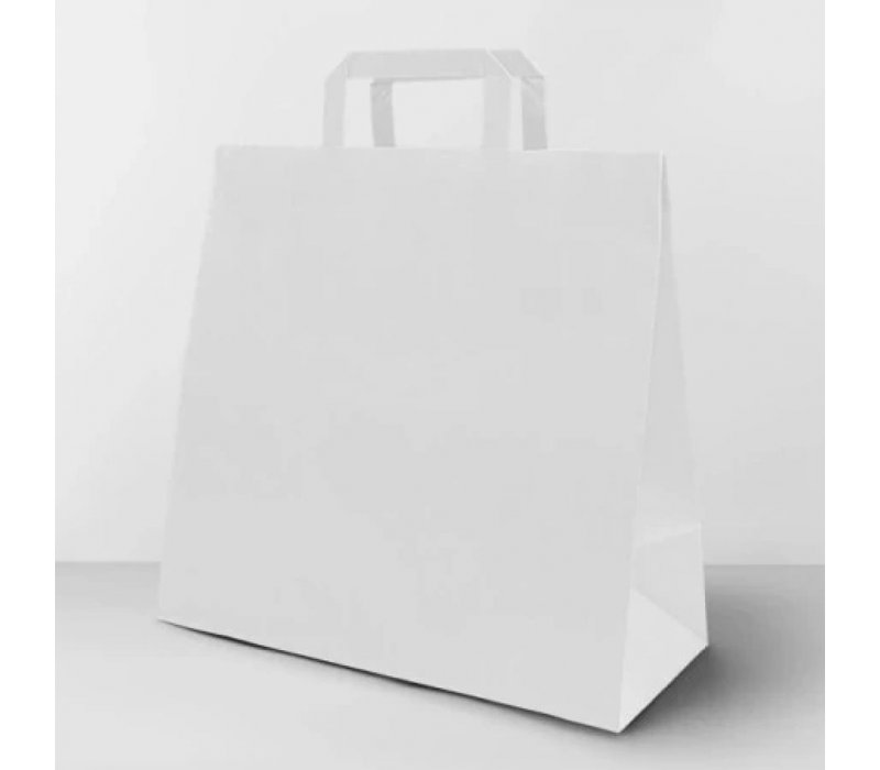 Белый пакет с плоскими ручками 280x150x320