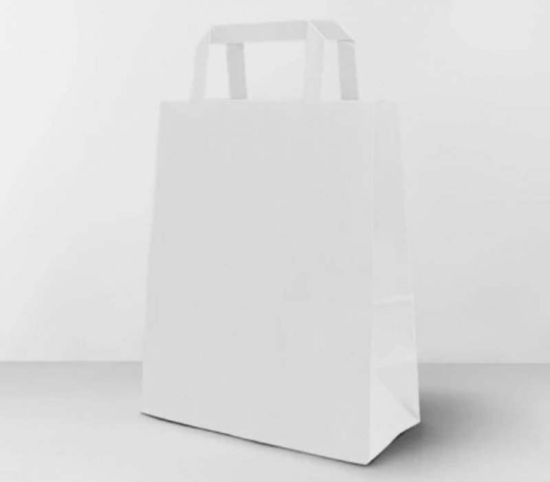Белый пакет с плоскими ручками 240x140x280
