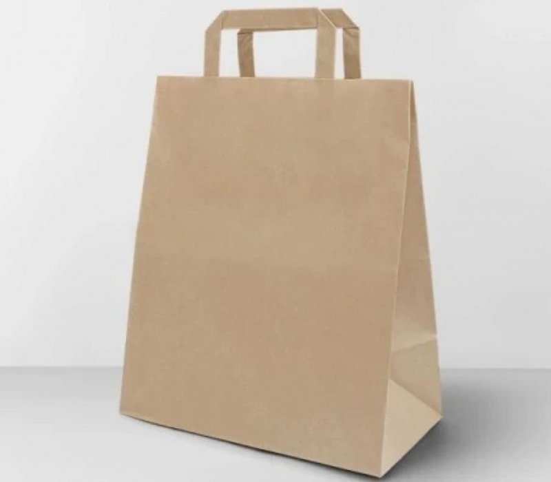 Крафт пакет с плоскими ручками 240x140x280