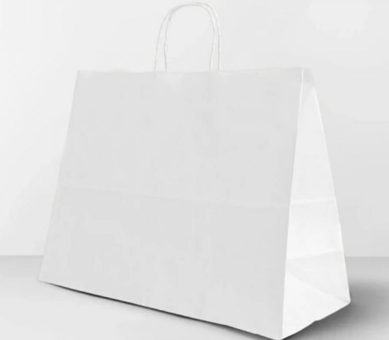 Белый пакет с кручеными ручками 450x150x350