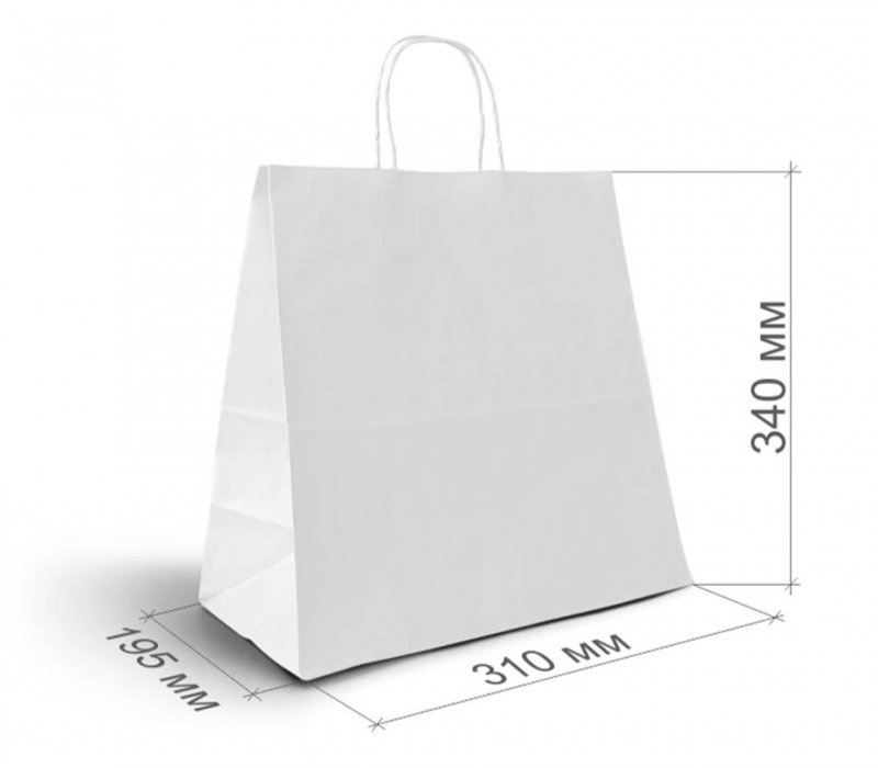 Белый пакет с кручеными ручками 310x195x340