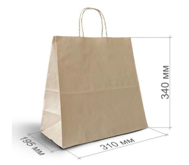 Крафт пакет с кручеными ручками 310x195x340