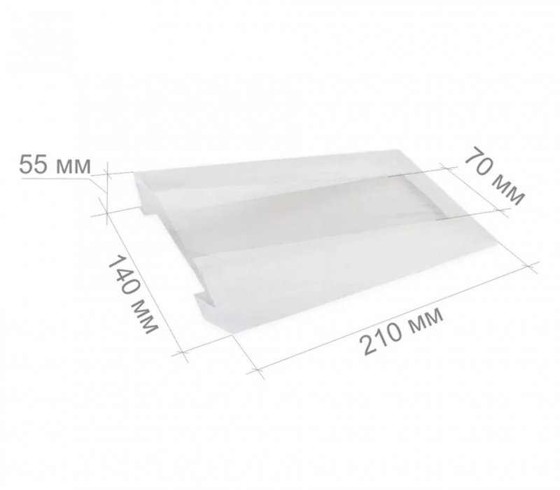 Белый пакет для хлеба и выпечки 210x140(70)x55 с окном