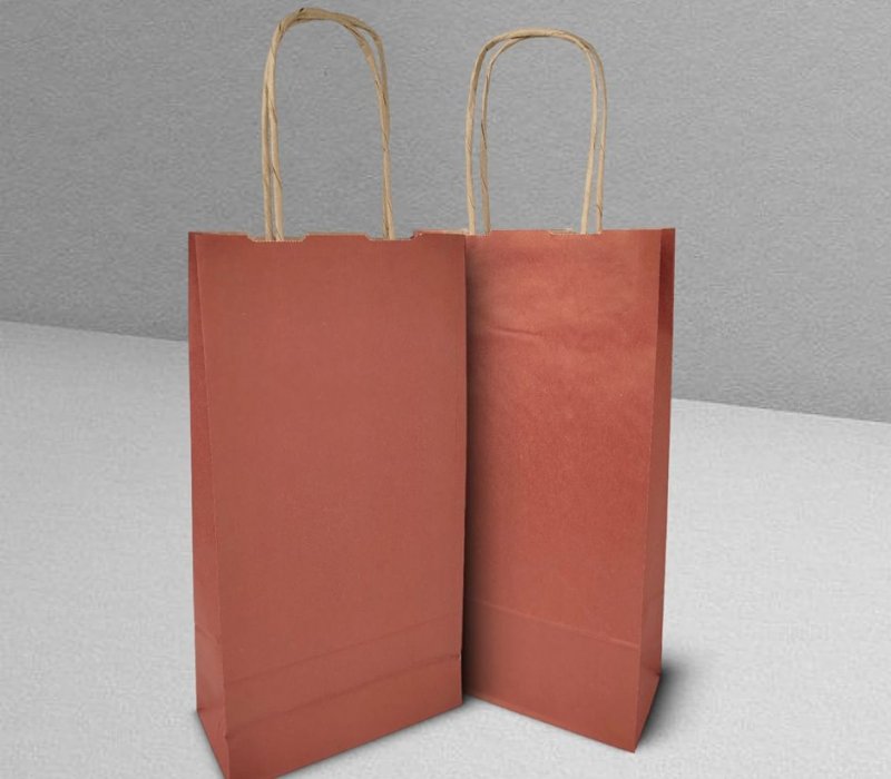 Подарочный пакет с кручеными ручками для бутылки вина 180x80x330 "Бордовый" (крафт)