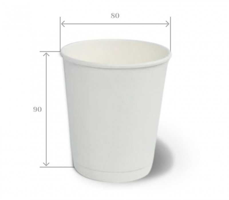 Бумажный стакан 250 мл белый, 2-слойный