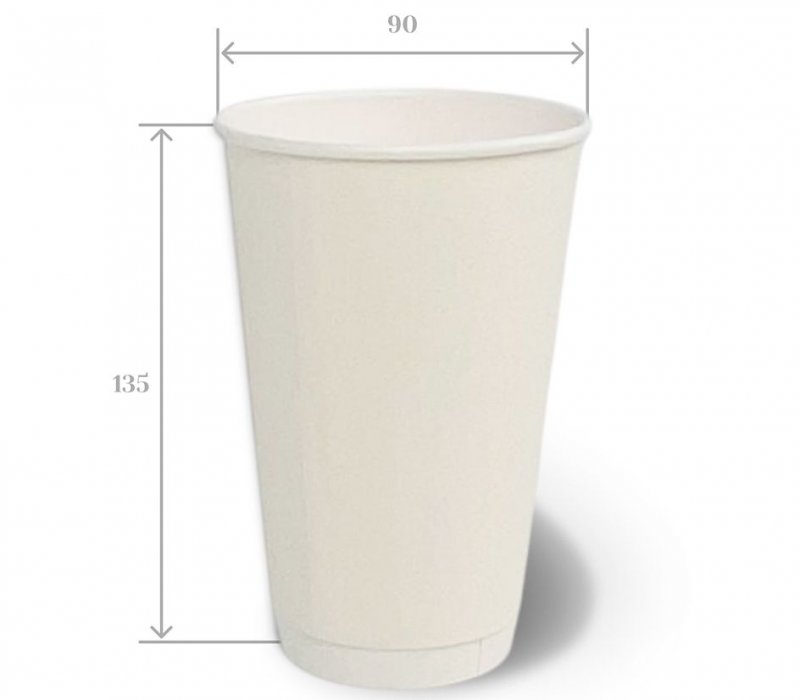Бумажный стакан 450 мл белый, 2-слойный