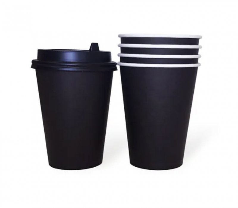 Бумажный стакан 350 мл черный, 1-слойный