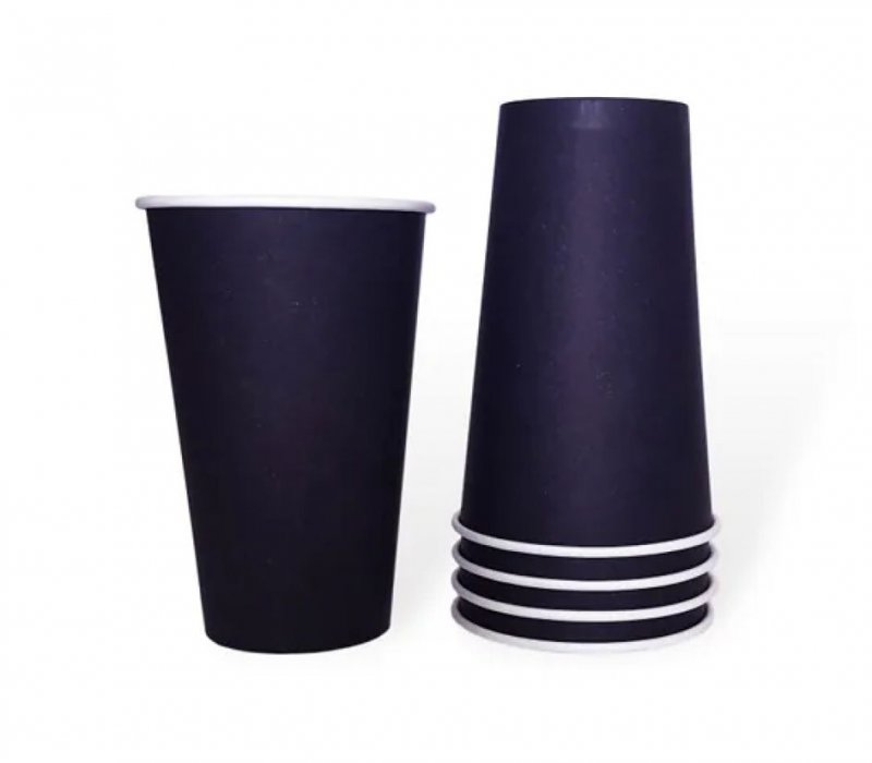 Бумажный стакан 450 мл черный, 1-слойный
