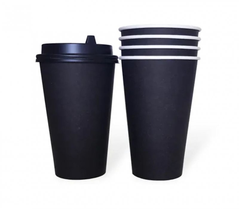 Бумажный стакан 450 мл черный, 1-слойный