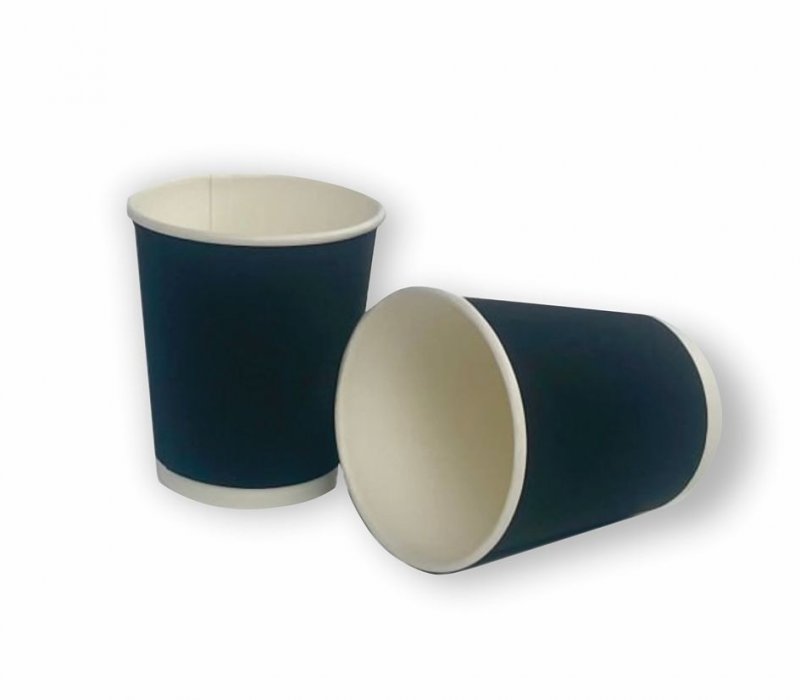 Бумажный стакан 250 мл черный, 2-слойный