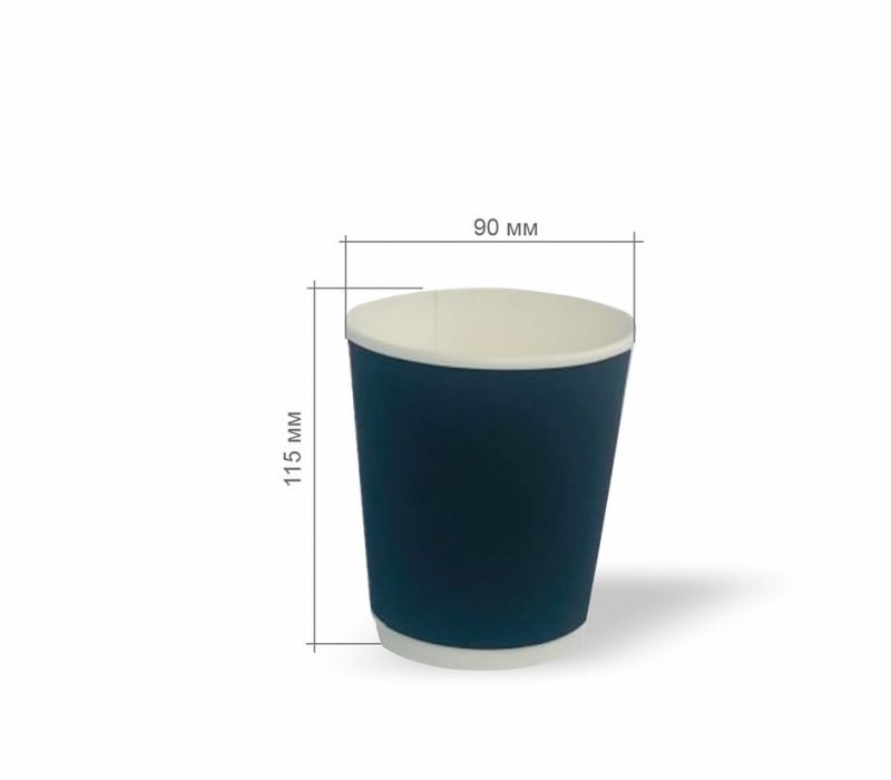 Бумажный стакан 250 мл черный, 2-слойный