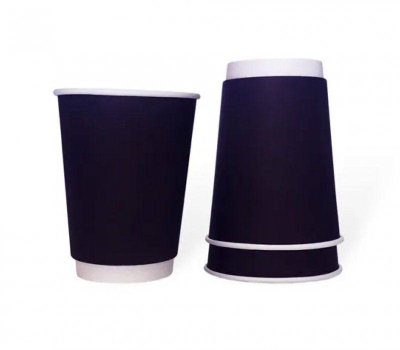 Бумажный стакан 350 мл черный, 2-слойный