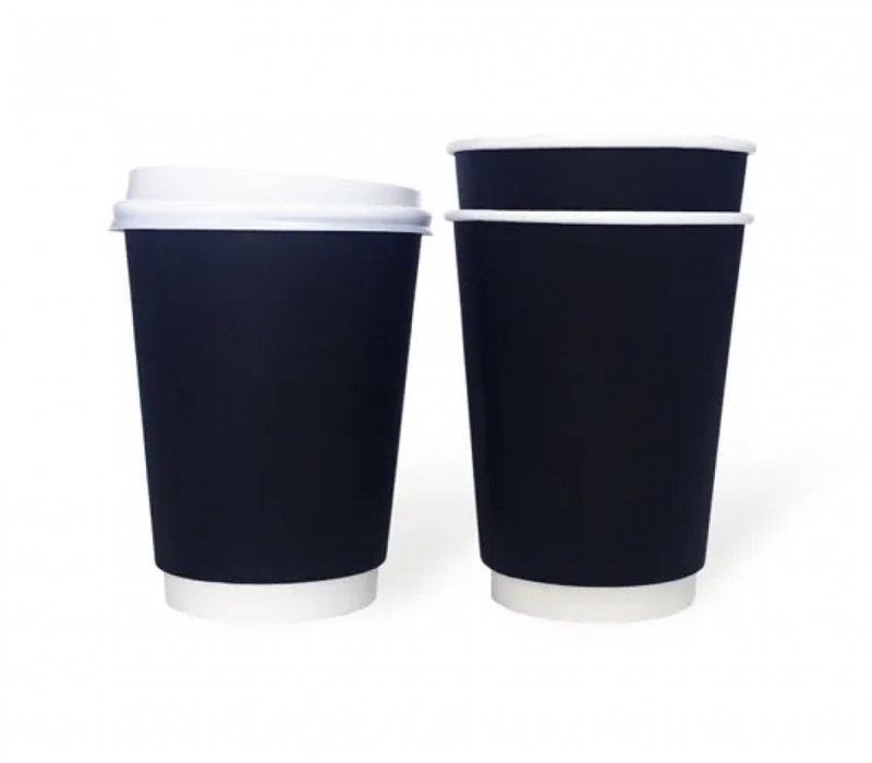 Бумажный стакан 350 мл черный, 2-слойный
