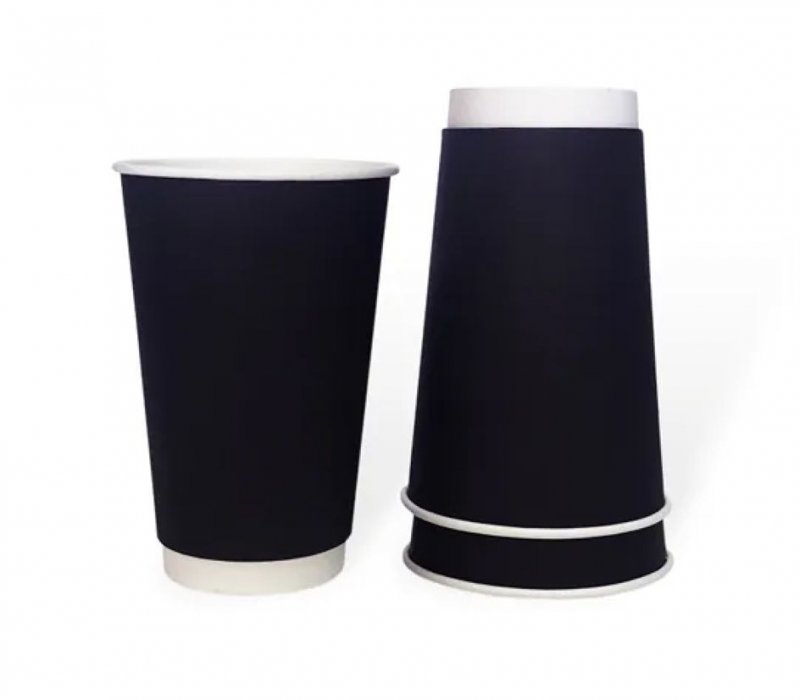 Бумажный стакан 450 мл черный, 2-слойный