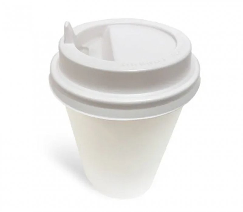 Крышка с питейником белая 80 мм для бумажного стаканчика