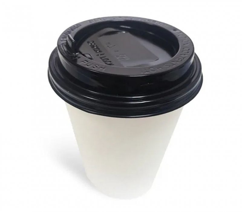 Крышка с питейником черная 90 мм для бумажного стаканчика