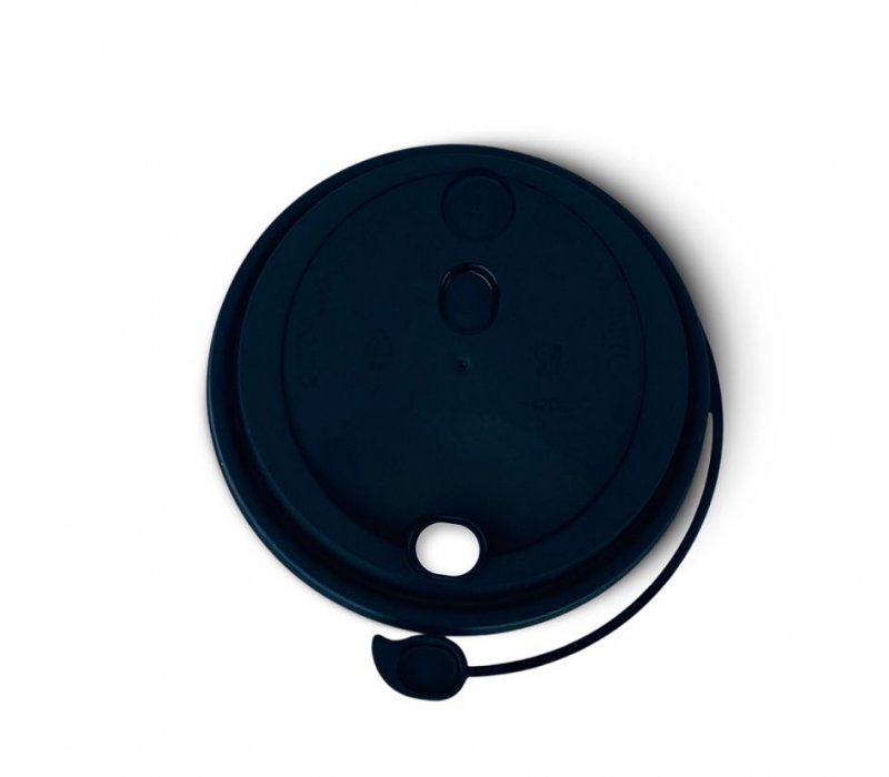 Крышка с питейником "Флип-топ" черная 80 мм для бумажного стаканчика