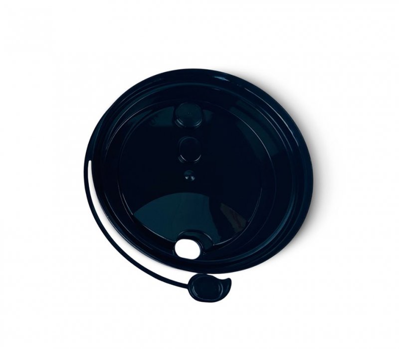 Крышка с питейником "Флип-топ" черная 90 мм для бумажного стаканчика