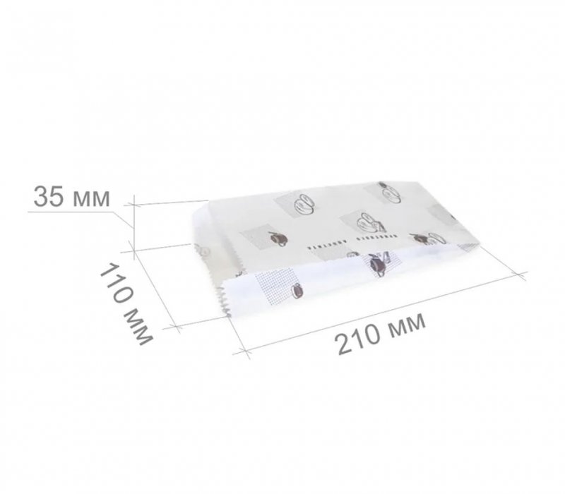 Белый жиростойкий пакет под донер 210x110x35 с печатью