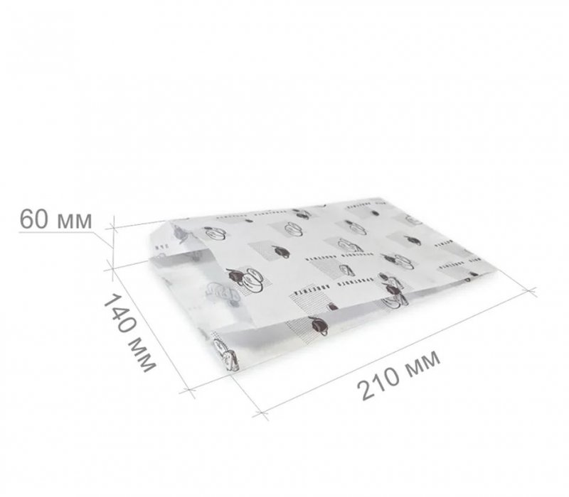 Белый пакет для хлеба и выпечки 210x140x60 с типовой печатью
