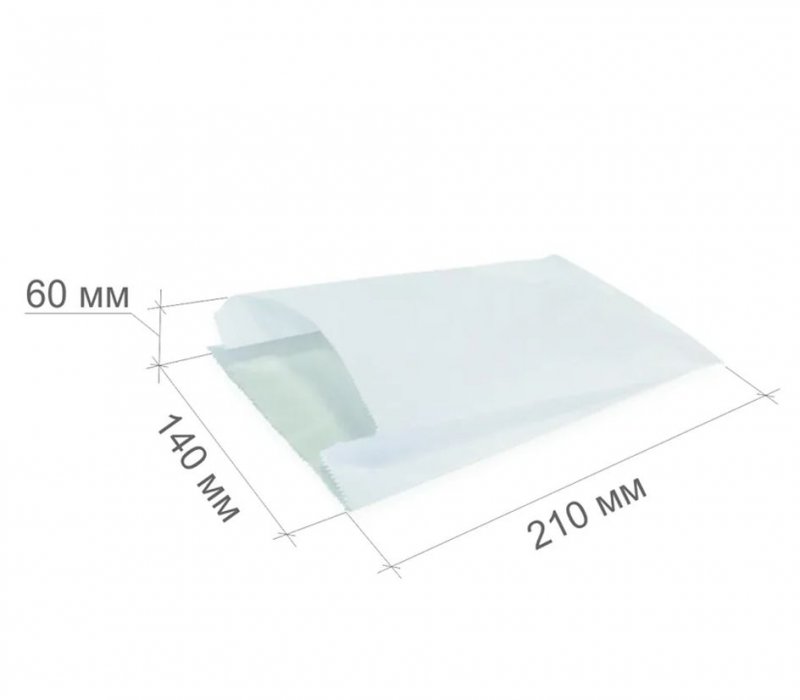 Белый пакет для хлеба и выпечки 210x140x60