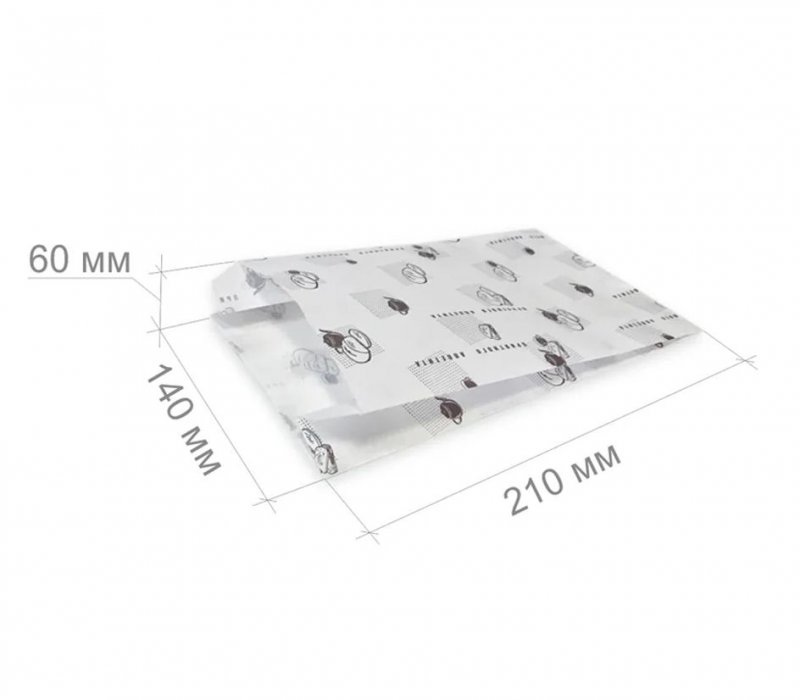 Белый жиростойкий пакет под донер 210x140x60 с печатью