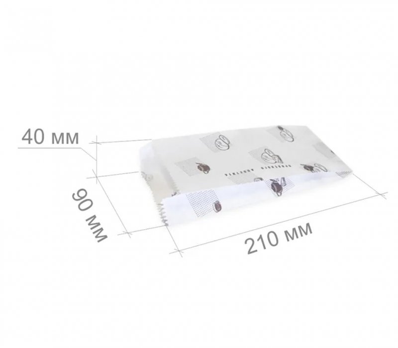Белый пакет для шаурмы 210x90x40 с типовой печатью