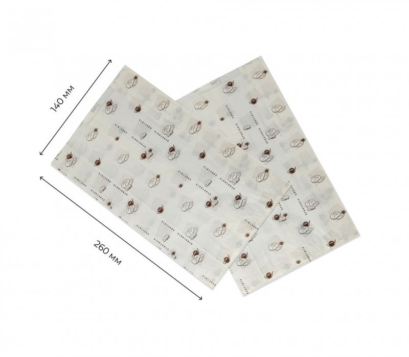 Белый жиростойкий пакет под донер 260x140x60 с печатью