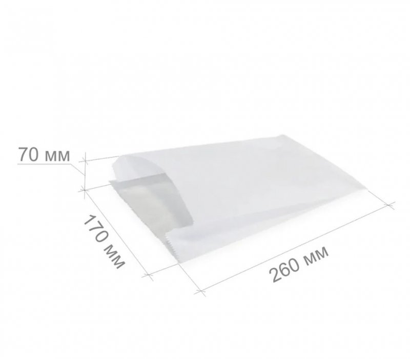 Белый жиростойкий пакет под донер 260x170x70