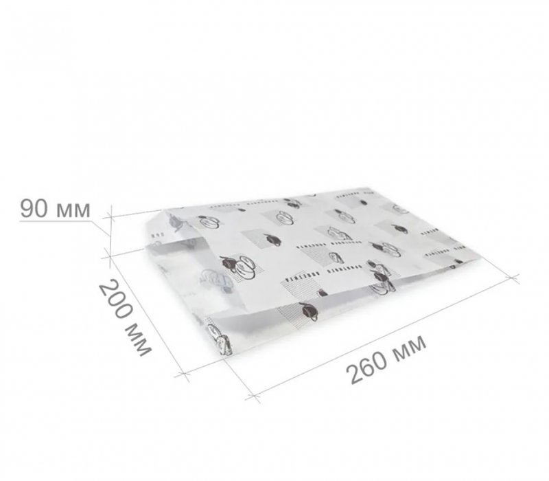 Белый пакет для хлеба и выпечки 260x200x90 с типовой печатью