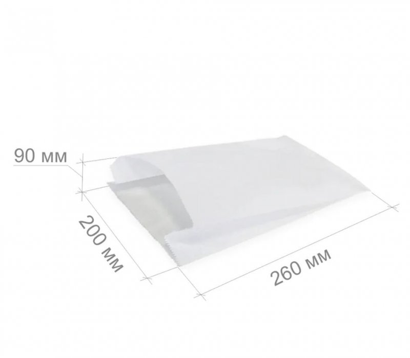 Белый пакет для хлеба и выпечки 260x200x90