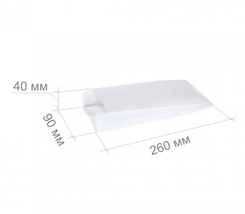 Белый жиростойкий пакет под донер 260x90x40