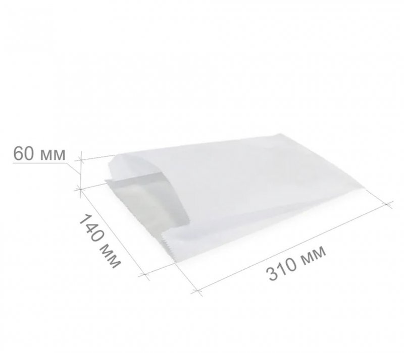 Белый жиростойкий пакет под донер 310x140x60
