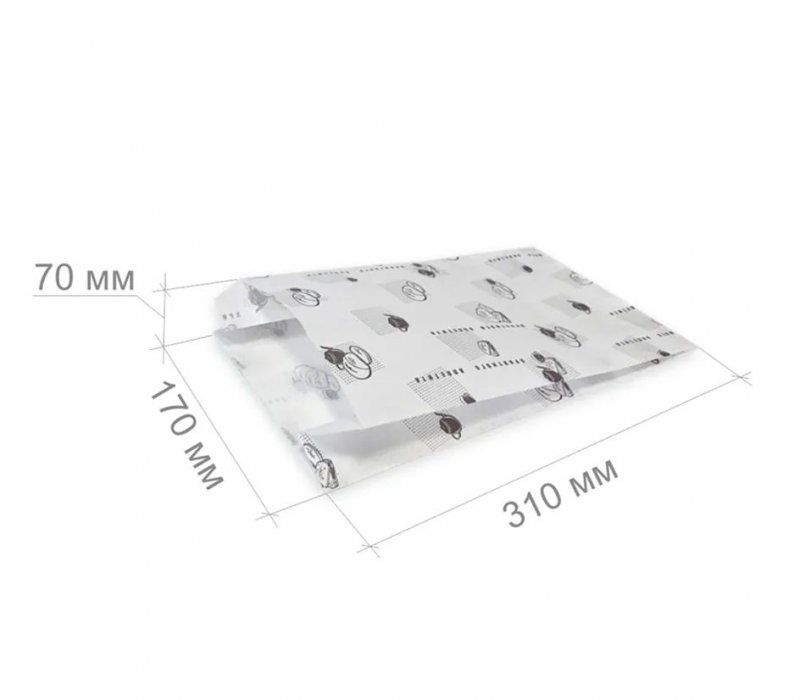 Белый жиростойкий пакет под донер 310x170x70 с печатью