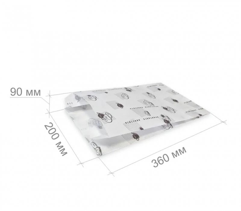 Белый жиростойкий пакет под донер 360x200x90 с печатью