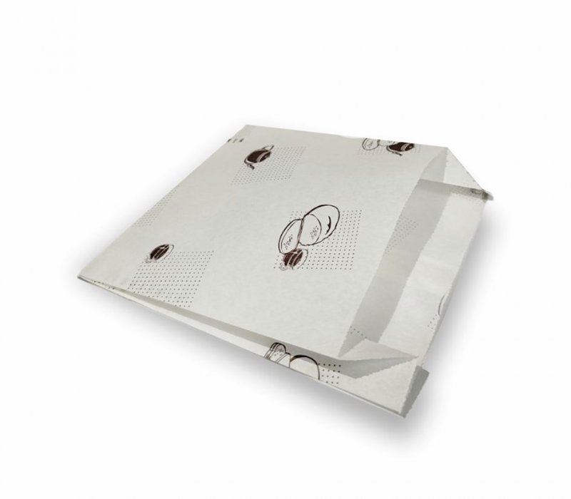 Белый жиростойкий пакет под картофель фри 120x110x35 с печатью