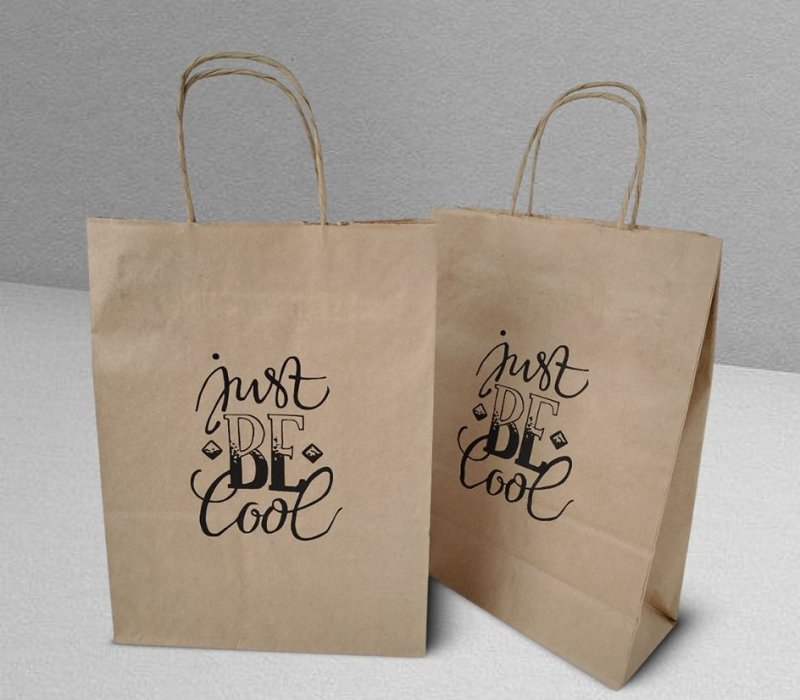 Подарочный пакет с кручеными ручками крафт 240x105x320 "Just be cool"