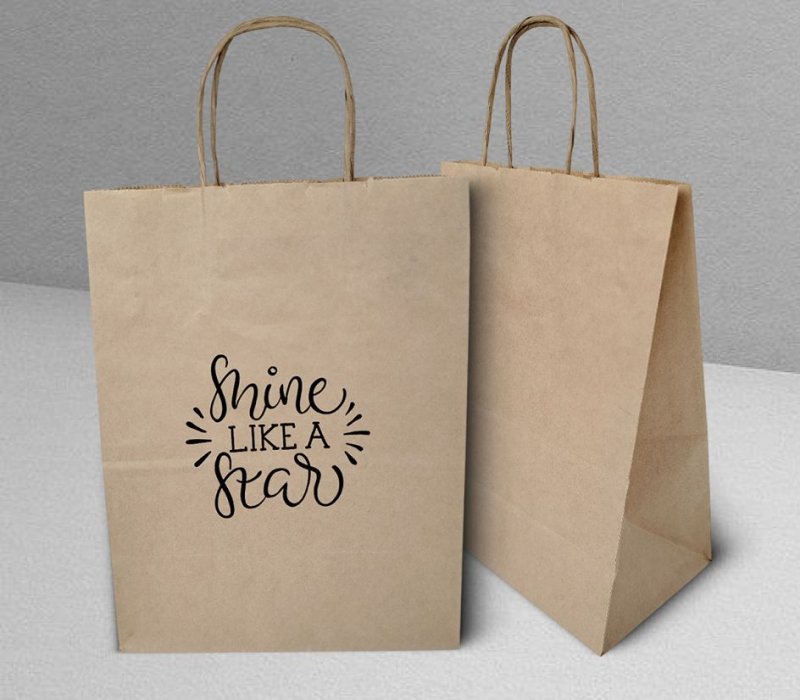 Подарочный пакет с кручеными ручками крафт 240x105x320 "Shine like a Star"