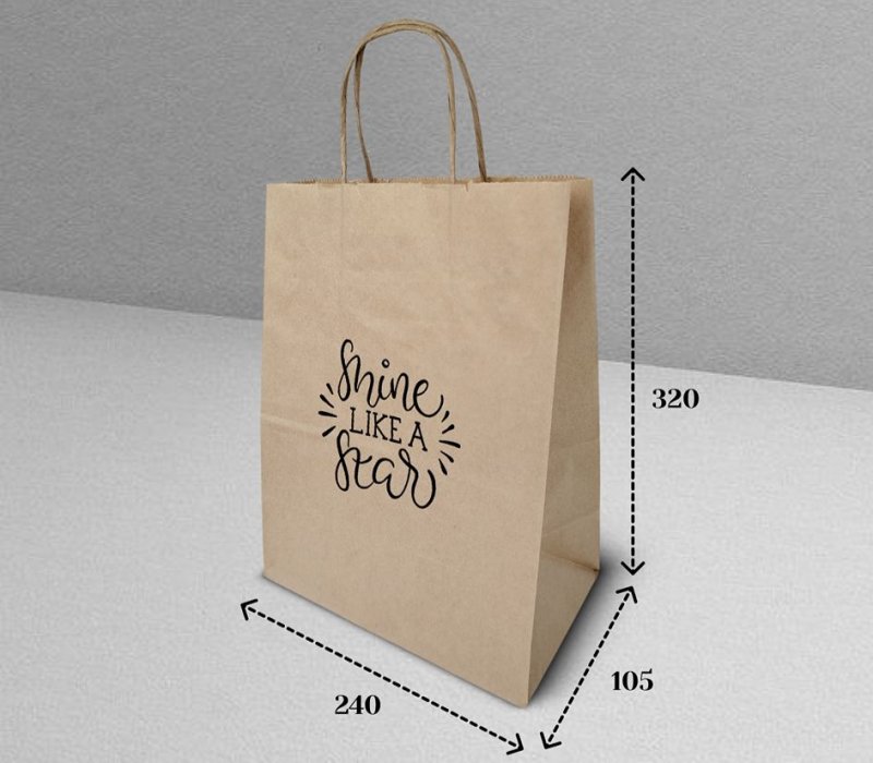 Подарочный пакет с кручеными ручками крафт 240x105x320 "Shine like a Star"