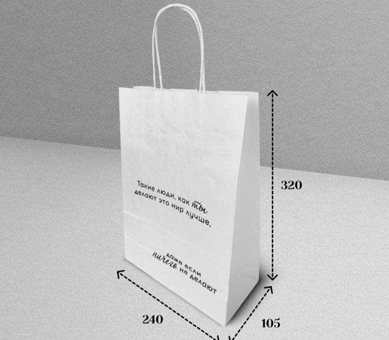 Подарочный пакет с кручеными ручками белый 240x105x320 "Такие люди, как ты"