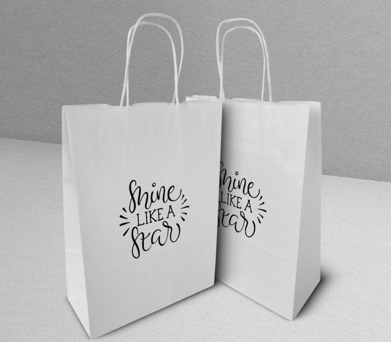 Подарочный пакет с кручеными ручками белый 240x105x320 "Shine like a Star"