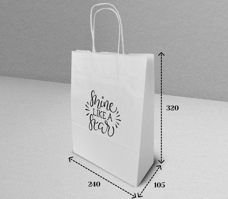 Подарочный пакет с кручеными ручками белый 240x105x320 "Shine like a Star"