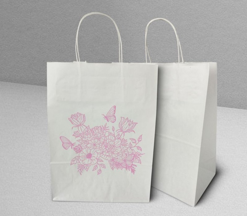 Подарочный пакет с кручеными ручками белый 240x105x320 "Букет"