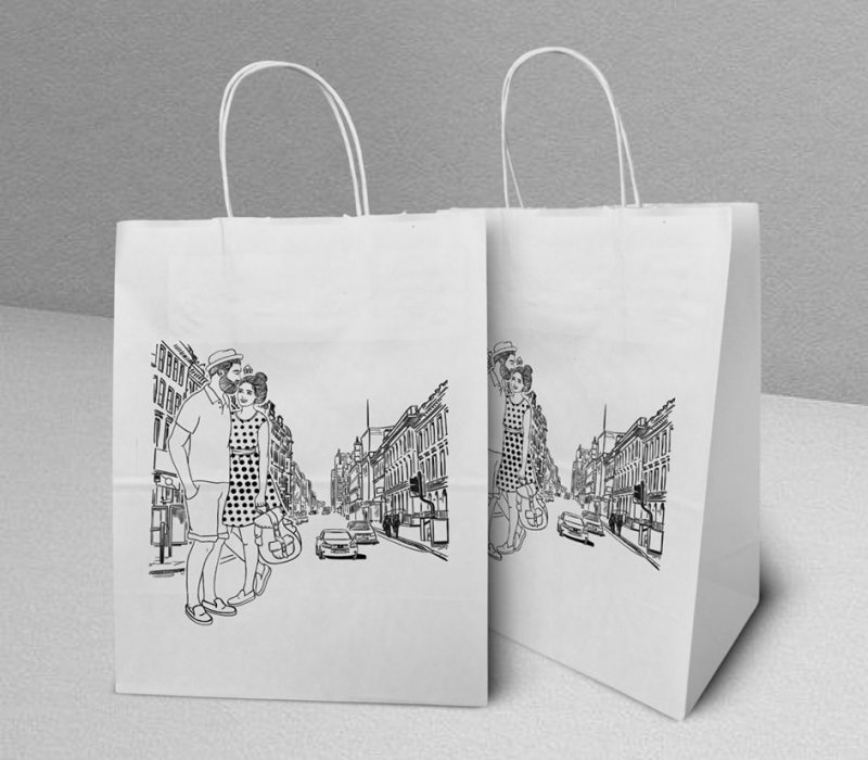 Подарочный пакет с кручеными ручками белый 240x105x320 "City"