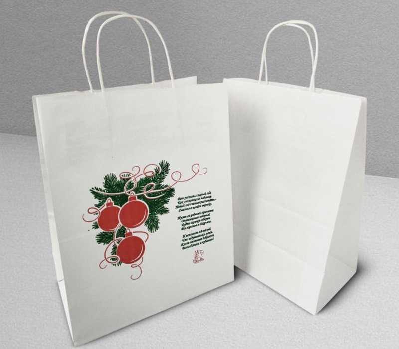 Подарочный пакет с кручеными ручками 240x140x300 "Новогодние шары"